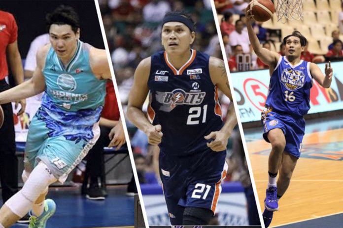 Negrense cagers Justin Chua (left), Reynel Hugnatan (center) and Raul Soyud are among the candidates for PBA’s Most Improved Player. PBA PHOTOS
