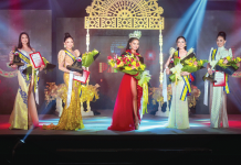 Winners of the 48th Carabao-Carroza Festival Queen stand with pride during the coronation night on Dec. 22, 2020 in Pavia, Iloilo. (From left) 3rd Runner-Up Marjorie Gallano of Balabag; 1st Runner-Up Christine Octoso of Purok 3; festival queen Elaisha Pomida of Aganan; 2nd runner-up Alessandra Huyaban of Pagsanga-an; and 4th Runner-Up Antonette Cuenca of Jibao-an. PHOTO COURTESY OF GIUSEPPE DIZON