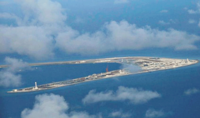 An aerial view of China occupied Subi Reef at Spratly Islands in disputed South China Sea. REUTERS/Francis Malasig/Pool