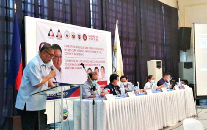 The Department of Labor and Employment regional director for Western Visayas Cyril Ticao briefs participants on the initiatives of the department in response to the health pandemic on Tuesday. PNA/PG LENA