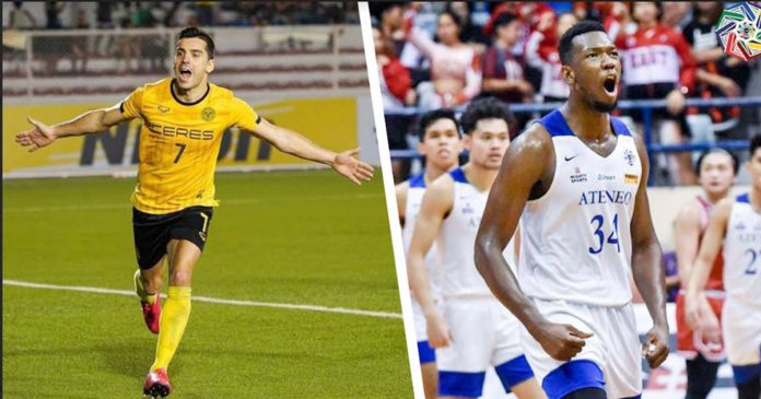 Spanish football player Bienvenido Marañon (left) and Ivorian basketball player Angelo Kouame (right) are a step away from becoming Filipino citizens. AFC AND UAAP