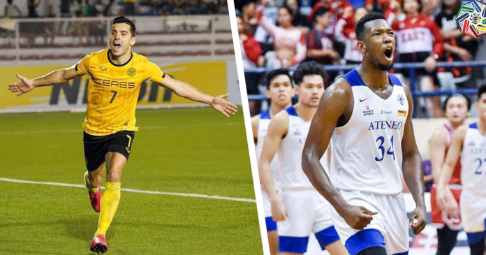 The House of Representatives approves on the third and final reading the naturalization of the United City Football Club star Bienvenido Marañon (left) and Ateneo de Manila University Blue Eagles center Angelo Kouame (right). AFC, UAAP