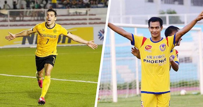 Spanish striker Bienvenido Marañon (left) admits that Ilonggo booter Emelio “Chieffy” Caligdong (right) was his inspiration during his early years in the country as a football player. AFC, UFL