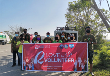 Volunteers strike a pose during the clean-up drive and plogging activity in Pavia, Iloilo conducted on March 17.