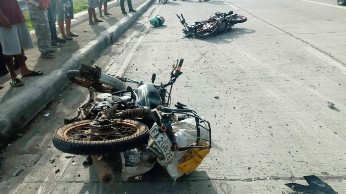 Two motorcycles crashed into each other in Barangay 1, San Miguel, Iloilo yesterday. Two persons – both residents of Oton, Iloilo – were wounded. SAN MIGUEL MPS