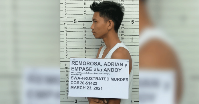 Mugshot of the 18-year-old lad arrested for frustrated murder in Barangay Vista Alegre, Bacolod City. BCPO