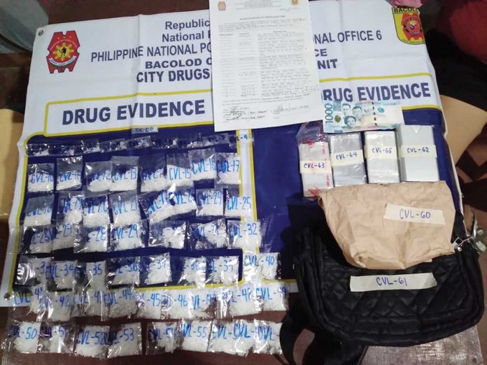 Fifty-nine sachets of suspected shabu worth P1.7 million were recovered in a buy-bust operation in Barangay Estefania, Bacolod City on April 19. POLICE STATION 4/BCPO