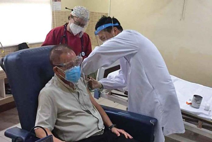 Cardinal Jose Advincula, the outgoing archbishop of Roxas City, received his second dose of the coronavirus vaccine on May 10, 2021. Advincula will be installed as the 33rd Archbishop of Manila on June 24. PHOTO COURTESY OF THE ARCHDIOCESE OF CAPIZ