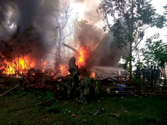 A military plane carrying at least 85 people “missed the runway” and crashed in the restive southern Philippines on Sunday, the armed forces chief said. PONDOHAN TV/FACEBOOK