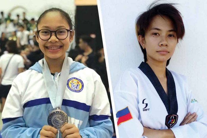 Angela Bermejo (left) of the Iloilo MVP Taekwondo Gym wins gold on the final day of the 2021 Smart/MVPSF Asian Open Online Taekwondo Poomsae & Speed Kicking Championships, while Imar Pinuela (right) of the Zarraga Taekwondo Dojang settles for a silver medal finish. CONTRIBUTED PHOTOS