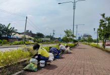 Personnel of the Iloilo City Beautification Program in their early morning grind. PANAY NEWS PHOTO