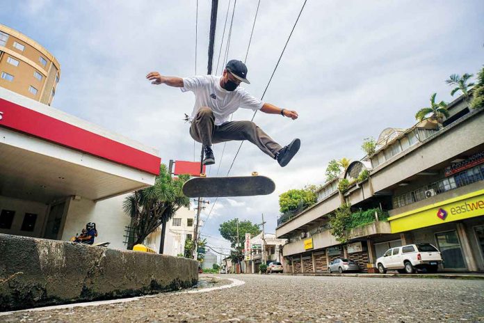 Melvin Joseph Hablo shows off his skateboarding skills in one of the streets of Iloilo City. Hablo and his partner, John Ray Alipato, occupied the fourth spot in the virtual Skateboarding Photo Contest of Iloilo City’s 84th Charter Day Celebration. MELVIN JOSEPH HABLO VIA RUDIVER JUNGCO SR./FB