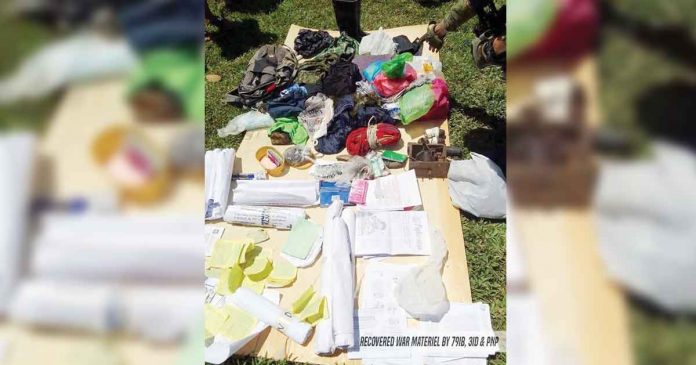 These were some of the items recovered following an encounter between government troops and New People’s Army on Sept. 30 in Barangay San Pablo, Manapla, Negros Occidental. 79TH IB