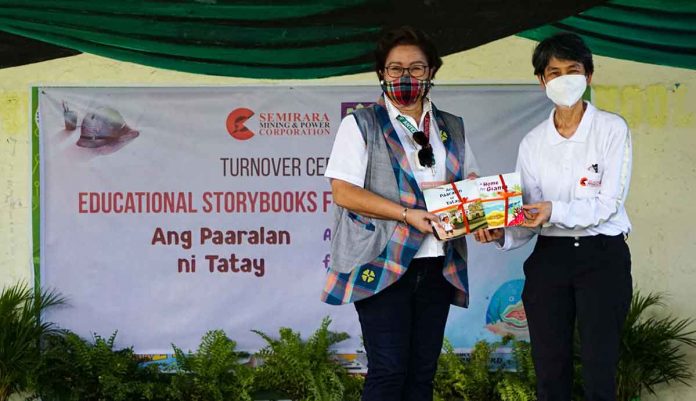 Antique Governor Rhodora Cadiao leads other local government officials who attended the turnover ceremony at Semirara Elementary School, Caluya, Antique on August 25, 2021.