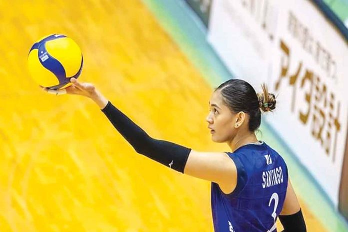 Jaja Santiago, a former National University Lady Bulldogs standout, plays with Saitama Ageo Medics in the Japan V.League Division 1 women’s tournament. PHOTO COURTESY OF V.LEAGUE