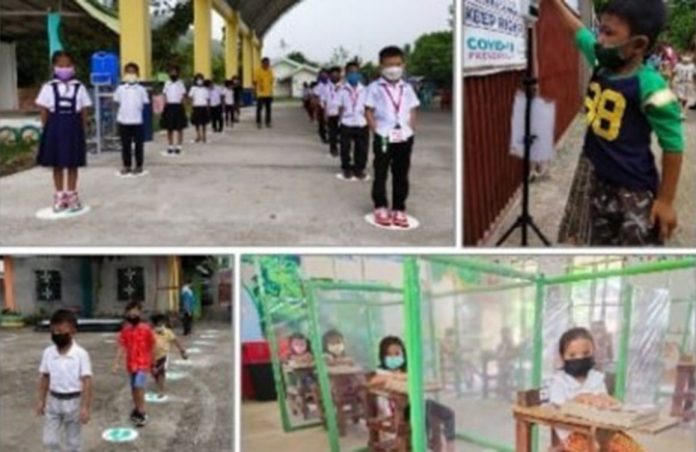 Learners of Igsoro Integrated School in Bugasong, Antique hold a series of simulation exercises to ensure the successful implementation of face-to-face classes that begin today, Nov. 15, 2021. PNA PHOTO