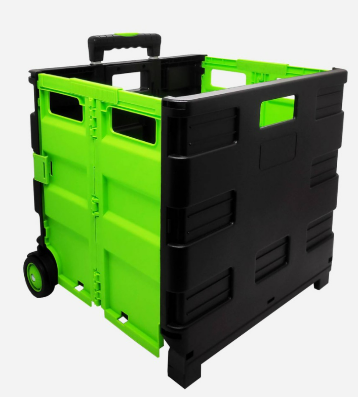 Check out this foldable trolley for easy storage, ideal for groceries, office supplies, and home tools.  Available at Surplus. 