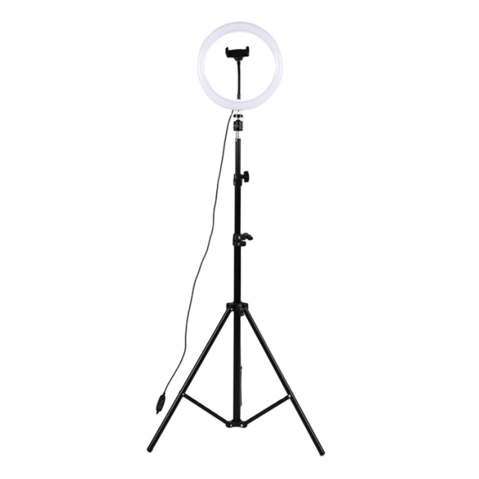 This adjustable ring light with a phone holder and tripod is perfect for lighting up your zoom meetings or shoots.