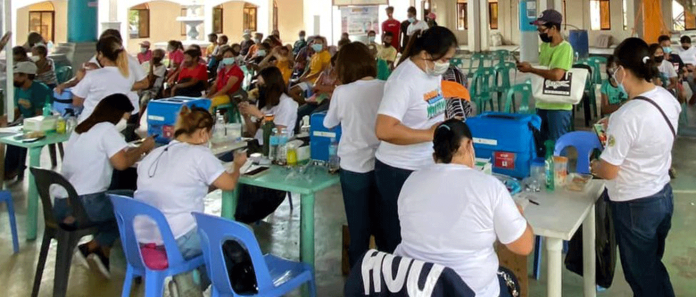 A total of 870 residents of Valderrama, Antique were vaccinated against coronavirus disease 2019 during the first day of the Bayanihan Bakunahan national vaccination drive on Nov. 29, 2021. PHOTO FROM THE MUNICIPALITY OF VALDERRAMA