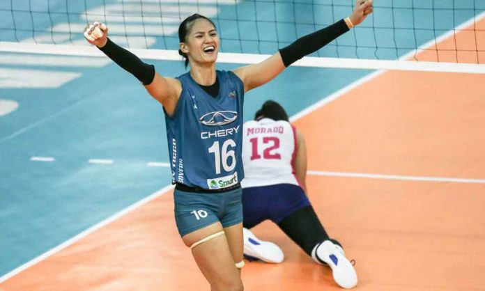 Dindin Santiago-Manabat is an added boost for the Nakhon Ratchasima team in the ongoing 2021-22 Volleyball Thailand League. PVL MEDIA BUREAU PHOTO