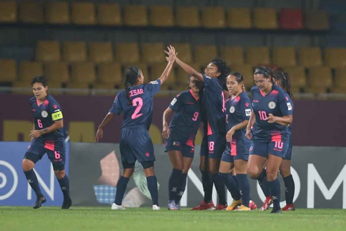 The Philippine Malditas celebrate their 6-0 victory over Indonesia. AFC PHOTO