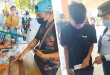 WHERE IS YOUR VAX CARD? A young man (left photo) going to Guimaras Island presents his COVID-19 vaccination card, identification card and outbound pass to inspectors at the Parola wharf in Iloilo City. Right photo shows a security guard checking the vaccination card of a boy entering a mall in Mandurriao, Iloilo City. The card inspections aim to restrict the movement of the unvaccinated to supposedly curb the spread of coronavirus. PN PHOTO