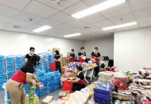 The team of Savoy Hotel Mactan Newtown repacking relief items received from all other properties of Megaworld Hotels and Resorts for distribution to 127 families in Mactan area.