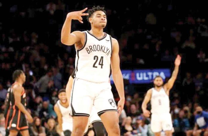 Brooklyn Nets rookie Cameron Thomas drilled 16 of his 21 points total in the fourth quarter to lead his squad to a come-from-behind win over New York Knicks. AP PHOTO