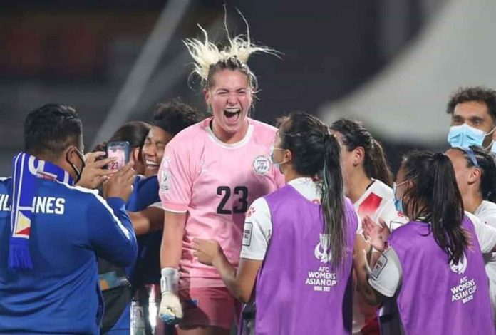 Philippine Malditas’ goal keeper Olivia McDaniel played a crucial role in their win over Chinese-Taipei. PHOTO COURTESY OF AFC