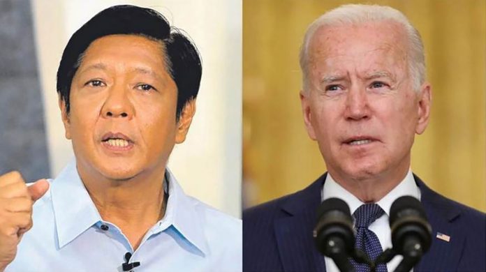 Marcos (left), Biden (right)