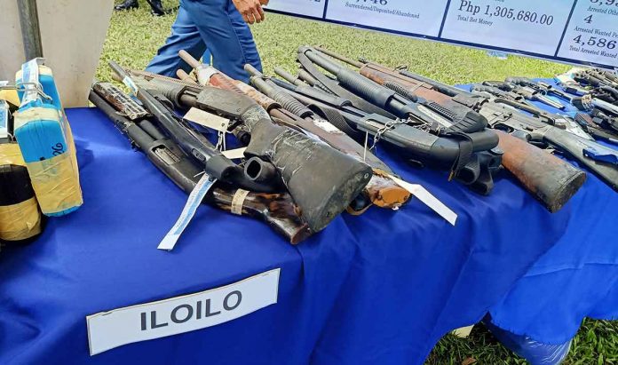 These guns displayed in Camp Delgado, Iloilo City were confiscated by policemen from violators of the election gun ban.