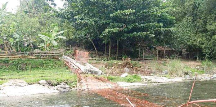 This is the hanging bridge of Barangay Latazon, Laua-an, Antique that suddenly collapsed. PHOTO COURTESY OF LAUA-AN MPS/FB