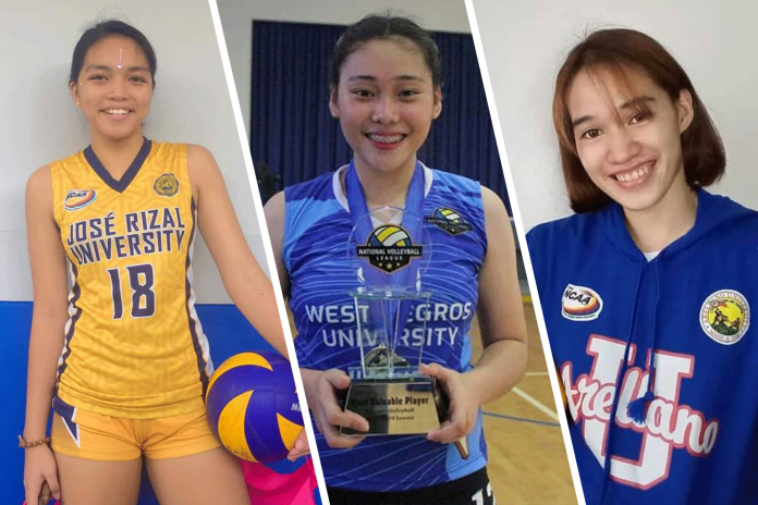 Aklanon Jonazel Egera and Bacolodnons Joan Doguna and Trina Marice Abay were among the Western Visayas-based volleybelles in NCAA Season 97. Facebook Photos.