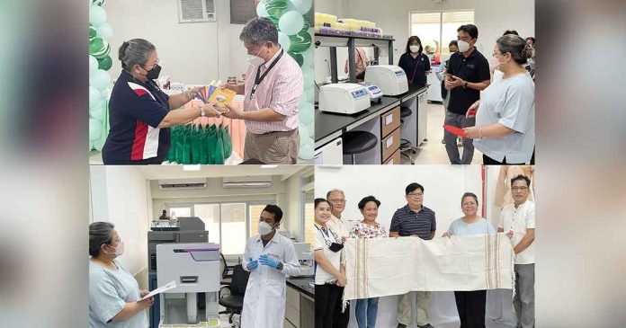 Former DOST Undersecretary for Research and Development, Dr. Rowena Cristina Guevara visits Herbanext Laboratories, Inc. (upper left), Mollusk R&D Center and Philippine Genome Center at UP Visayas (upper right), the Center for Chemical Biology and Biotechnology (C2B2), Center for Natural Drug Discovery and Development (CND3), and Nuclear Magnetic Resonance (NMR) Spectroscopy Facility at University of San Agustin (lower left) and the Regional Yarn Production and Innovation Center (RYPIC) at Iloilo Science and Technology University (ISAT-U) Miag-ao (lower right).