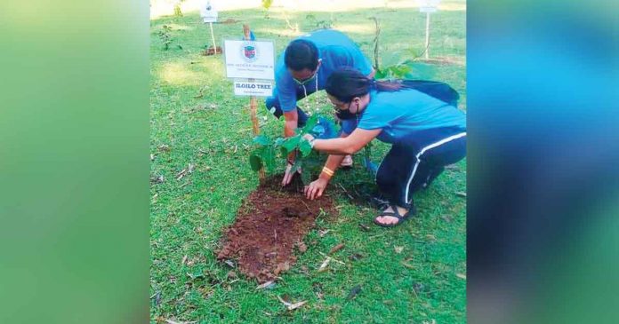 SAVING THE ENVIRONMENT. Iloilo’s Gov. Arthur Defensor Jr. and Mitzi Peñaflorida, senior environmental management specialist of the Iloilo Provincial Government Environment and Natural Resources Office, plant a tree seedling at the Maasin Watershed in Maasin, Iloilo during the “Tanum Iloilo sa Hunyo 2022”, a reforestation activity of the Iloilo provincial government to improve Iloilo’s forest cover. ILOILO PENRO PHOTO