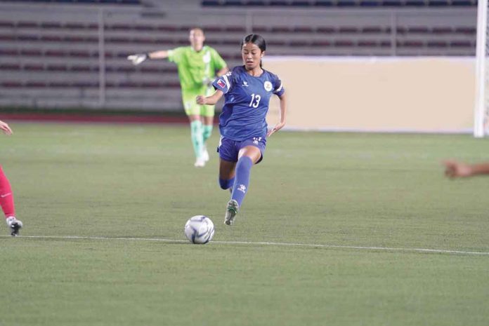 Chantelle Lourdes Mariona Maniti and the Philippine women’s football team are now 2-0 in the 2022 AFF Women’s Championship. PFF PHOTO