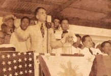 BLAST FROM THE PAS T. President Manuel L. Quezon delivers a speech on Aug. 25, 1937 during Iloilo’s inauguration as a charter city. (Photo credits: Presidential Museum and Library, Histogravure of Manuel L. Quezon, The Sunday Tribune)