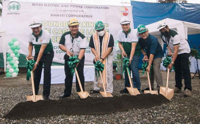 MORE Power president and chief executive officer Roel Castro (2nd from left) leads the groundbreaking for their new 33 MVA City Proper Substation and Control Center. With him are (from left) HANSEI President/CEO Engr. Rodolfo Nuyba, Monsignor Meliton Oso, Vice President for Engineering of HANSEI Engr. Narciso Atienza, Iloilo City government’s Executive Assistant Francis Cruz, and MORE Power PD&M Head Engr. Paterno Cabangisan.