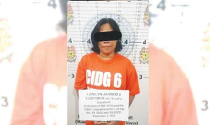 Lenilyn Jaynos, a suspected regional finance officer of the New People’s Army’s Komiteng Rehiyon-Panay, was arrested on Sept. 2, 2022 in Roxas City. PNP