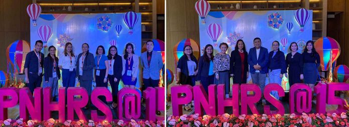 The Region VI delegation to the 15th PNHRS Week was headed by Dr. Alice Joan G. Ferrer, Executive Director of the Western Visayas Health Research and Development Consortium (WVHRDC), and Dean of the Colleges of Arts of Sciences, University of the Philippines Visayas, together with the WVHRDC Secretariat Ms. Raisheine Joyce D. Arcillas, Ms. Seth N. Barce, and Ms. Maerell Love C. Señalista. Left Pic (L-R): Mr. Chuckris P. Tenebro (USA), Ms. Seth N. Barce (WVHRDC), Dr. Adrienne Bugayaong Janagap (UPV), Dr. Alice Joan G. Ferrer (WVHRDC Exective Director and UPV CAS Dean), Ms. Carol Joy P. Remaneses (ASU), Ms. Raisheine Joyce D. Arcillas (WVHRDC), Ms. Maerell Love C. Señalista (WVHRDC), Dr. Jonel P. Saludes (USA). Right Pic (L-R): Ms. Raisheine Joyce D. Arcillas (WVHRDC), Ms. Seth N. Barce (WVHRDC), Ms. Marites Villagante (CLMMRH), Dr. Michelli Yusay,Mr. John Michael Gabriel T. Zaragoza (CLMMRH), Ms. Cora Garzon (CLMMRH), Ms. Maerell Love C. Señalista (WVHRDC).