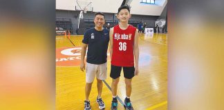 Bacolodnon Paul Barcelona (right) with JR. NBA Manila coach Mark Solano. CONTRIBUTED PHOTO