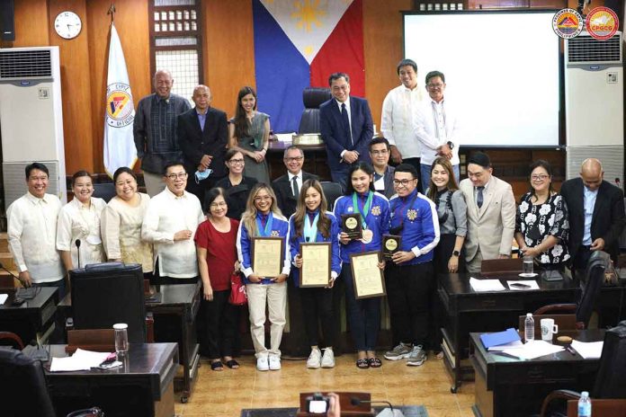 Photo shows the three Capizeña singers who won big in the 25th Annual World Championships of Performing Arts together with the members of the Sangguniang Panlalawigan of Capiz. CAPIZ PGCG FB