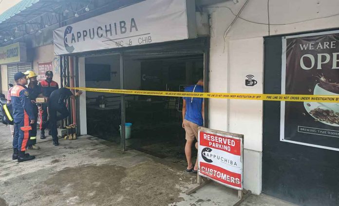 A fire that broke out at this coffee shop on Sept. 30 did not spread, thanks to the immediate help of residents before Bureau of Fire Protection firefighters arrived. AJ PALCULLO/PN