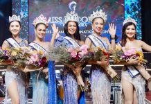 (From left) First runner-up Eirine Juliane Granada, Miss Bacolod MassKara World Janine Gelera, Miss Bacolod MassKara Universe Kara Daniela Villarosa, Miss Bacolod MassKara International Jan Marie Bordon, and second runner-up Sandale Masangcay