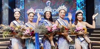 (From left) First runner-up Eirine Juliane Granada, Miss Bacolod MassKara World Janine Gelera, Miss Bacolod MassKara Universe Kara Daniela Villarosa, Miss Bacolod MassKara International Jan Marie Bordon, and second runner-up Sandale Masangcay