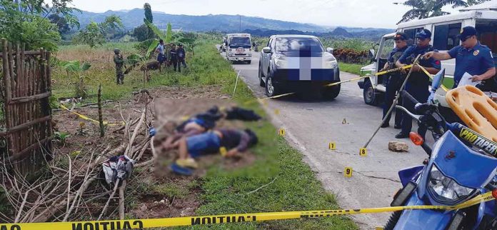 Two intelligence operatives of the Philippine Army's 47th Infantry Battalion were killed in an ambush by a group of unidentified armed men in Sitio Camboguiot, Barangay Camindangan, Sipalay City, Negros Occidental on Thursday morning, Nov. 24. SIPALAY CITY PNP PHOTO