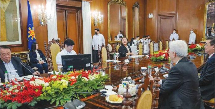 President Ferdinand Marcos Jr. meets with officials from the Department of Trade and Industry on Tuesday, Nov. 29, 2022. OFFICE OF THE PRESS SECRETARY/HANDOUT PHOTO