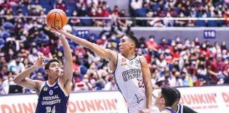 University of the Philippines Fighting Maroons' Zavier Lucero stretches for a layup. UAAP PHOTO