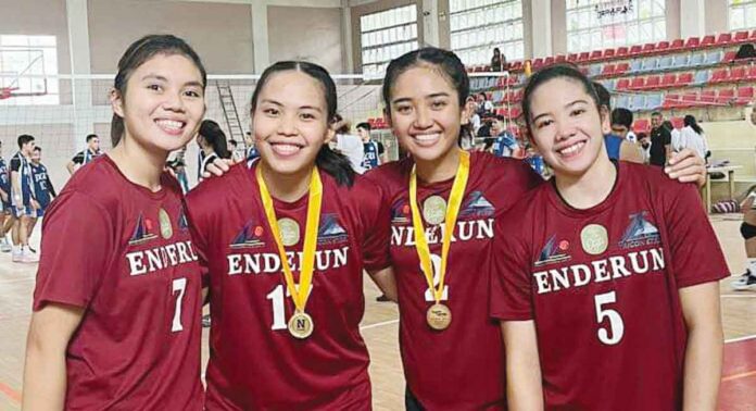 Negrenses Aurea Alvero, Erika Deloria, Rhean Almendralejo, and Shane Carmona carried the fight for Enderun College Lady Titans in the 2022 NAASCU women's volleyball. CONTRIBUTED PHOTO