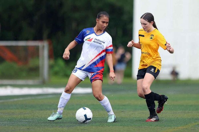 Pontevedra, Negros Occidental native Joyce Gemberva of Makati FC Girls U-14 team in action against Northern New South Wales squad. PHOTO COURTESY OF MAKATI FC